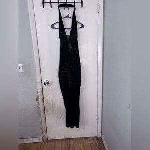 Plunge sequence jumpsuit